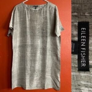 Eileen Fisher Silver Gray Short-Sleeve Shift Dress